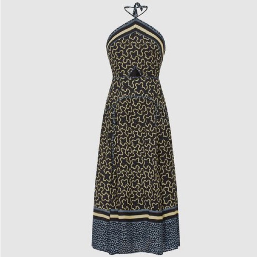 Reiss Alexandria Printed Cutout Midi Dress